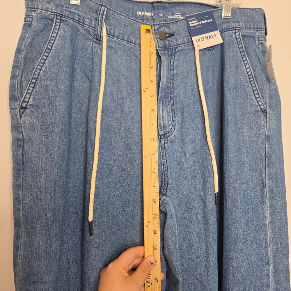 Old Navy High Rise Drapey Drawcord Wide Leg Denim Blue Jeans Size 10 NWT - Picture 5 of 6